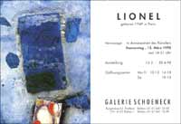 Carton du Vernissage de l'exposition LIONEL à la Galerie SCHOENECK, BALE, 1996